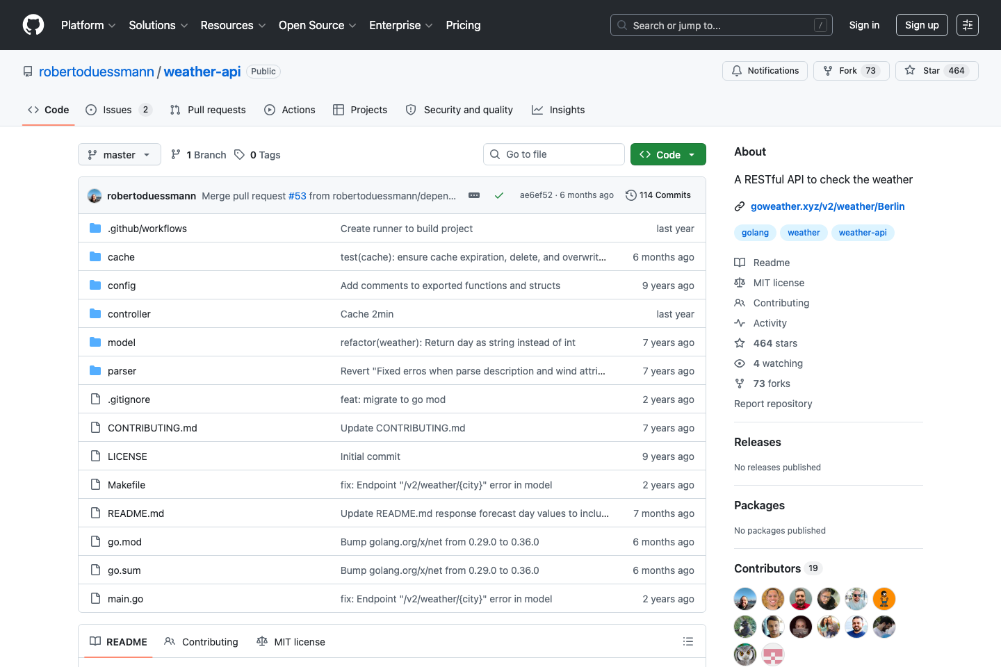 weather-api documentation page