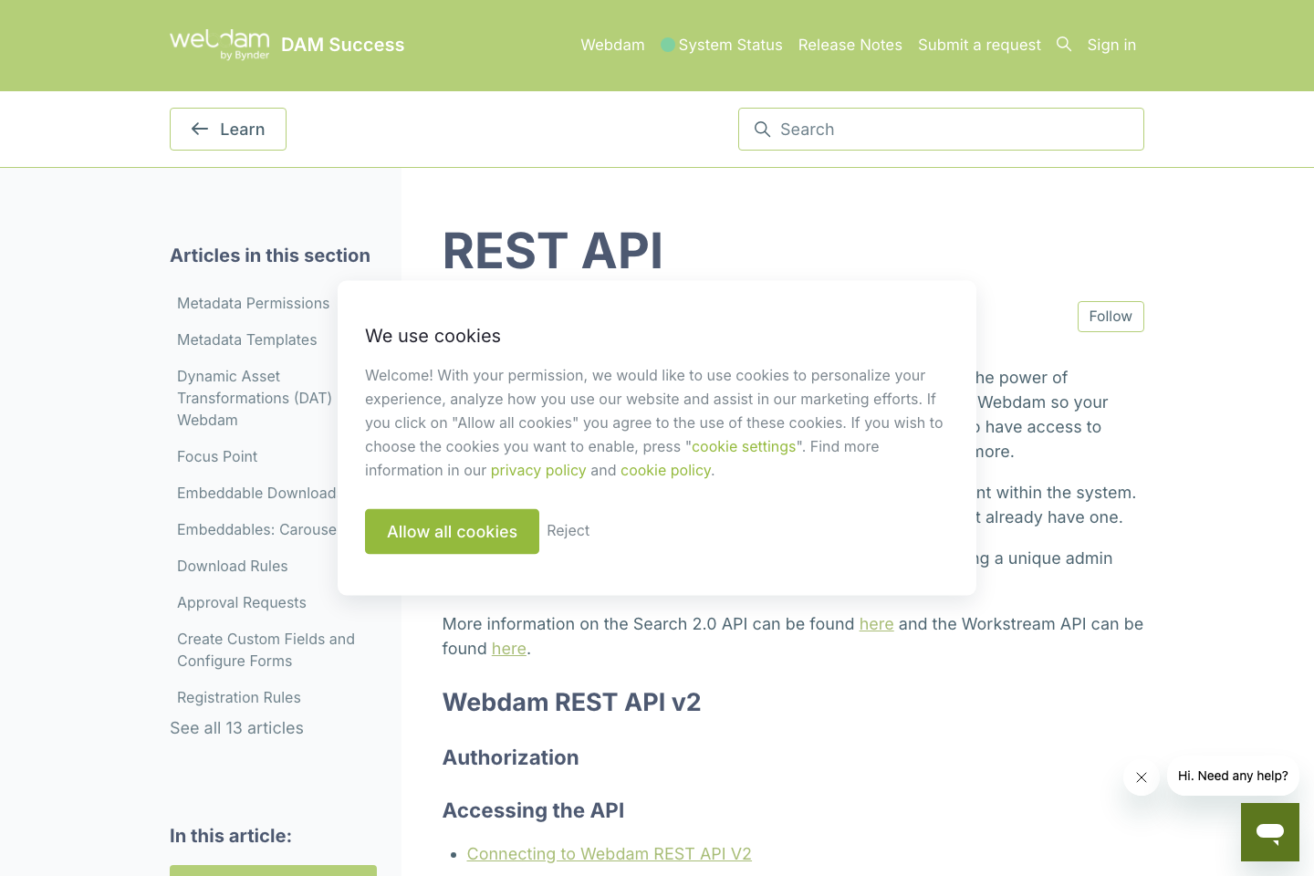 Webdam documentation page