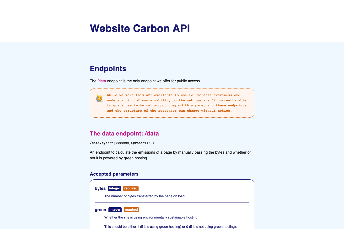 Website Carbon documentation page