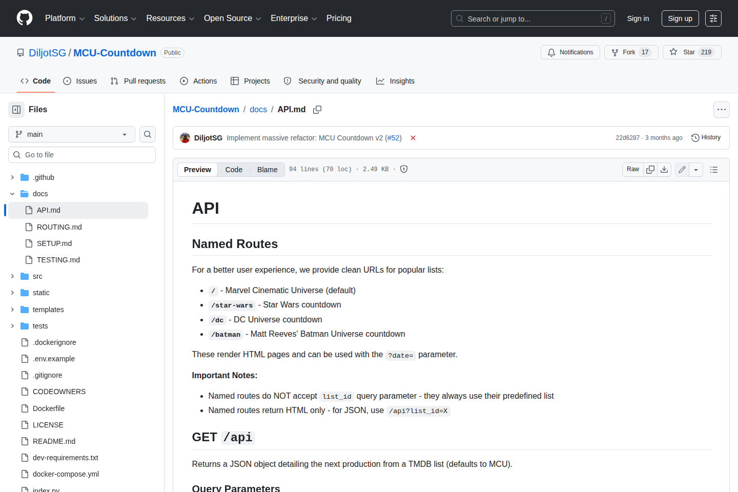 When is next MCU film documentation page