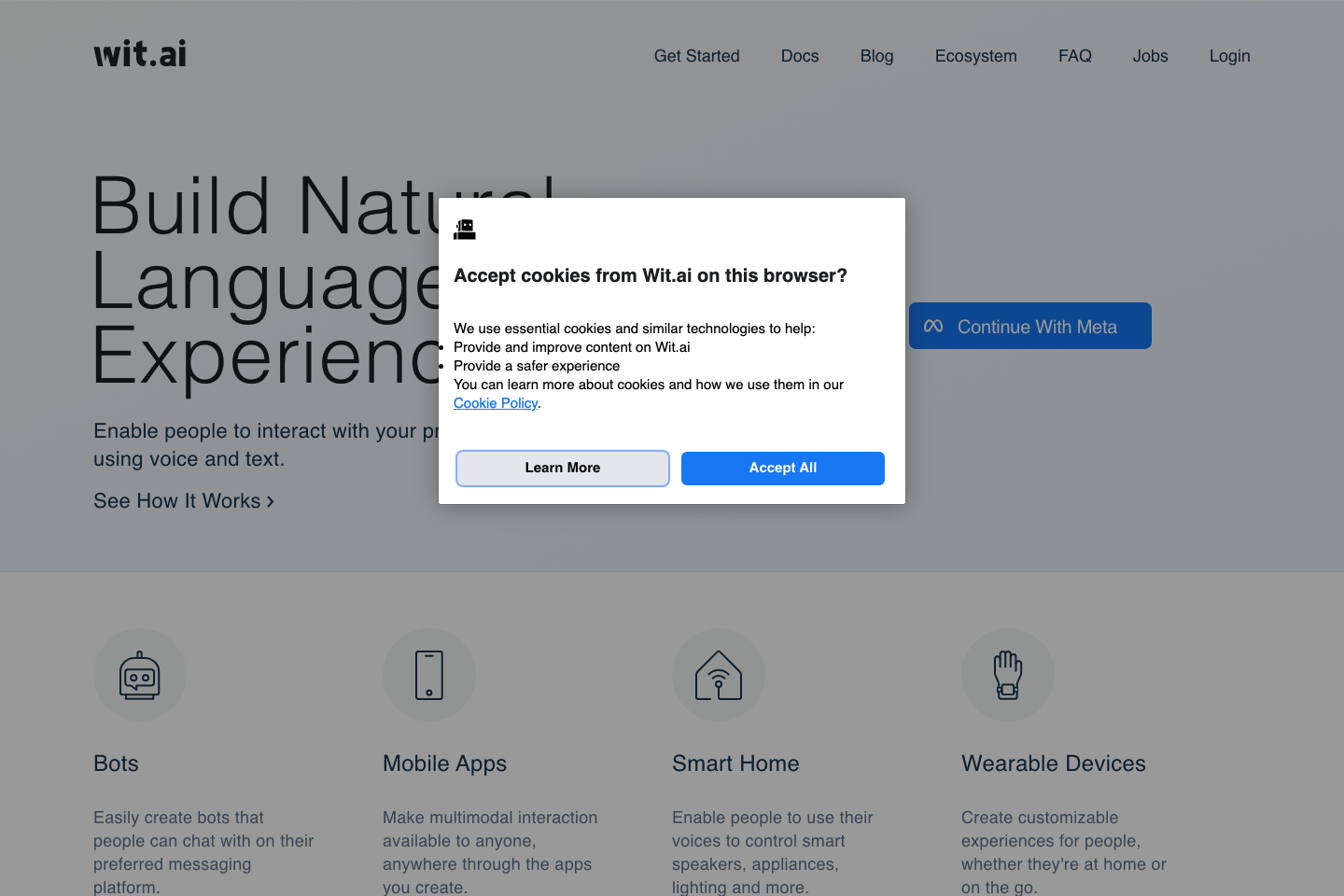 Wit.ai documentation page