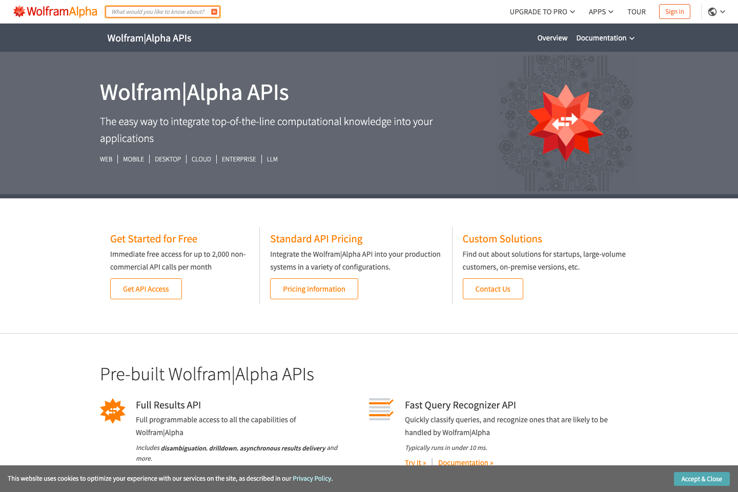 WolframAlpha documentation page