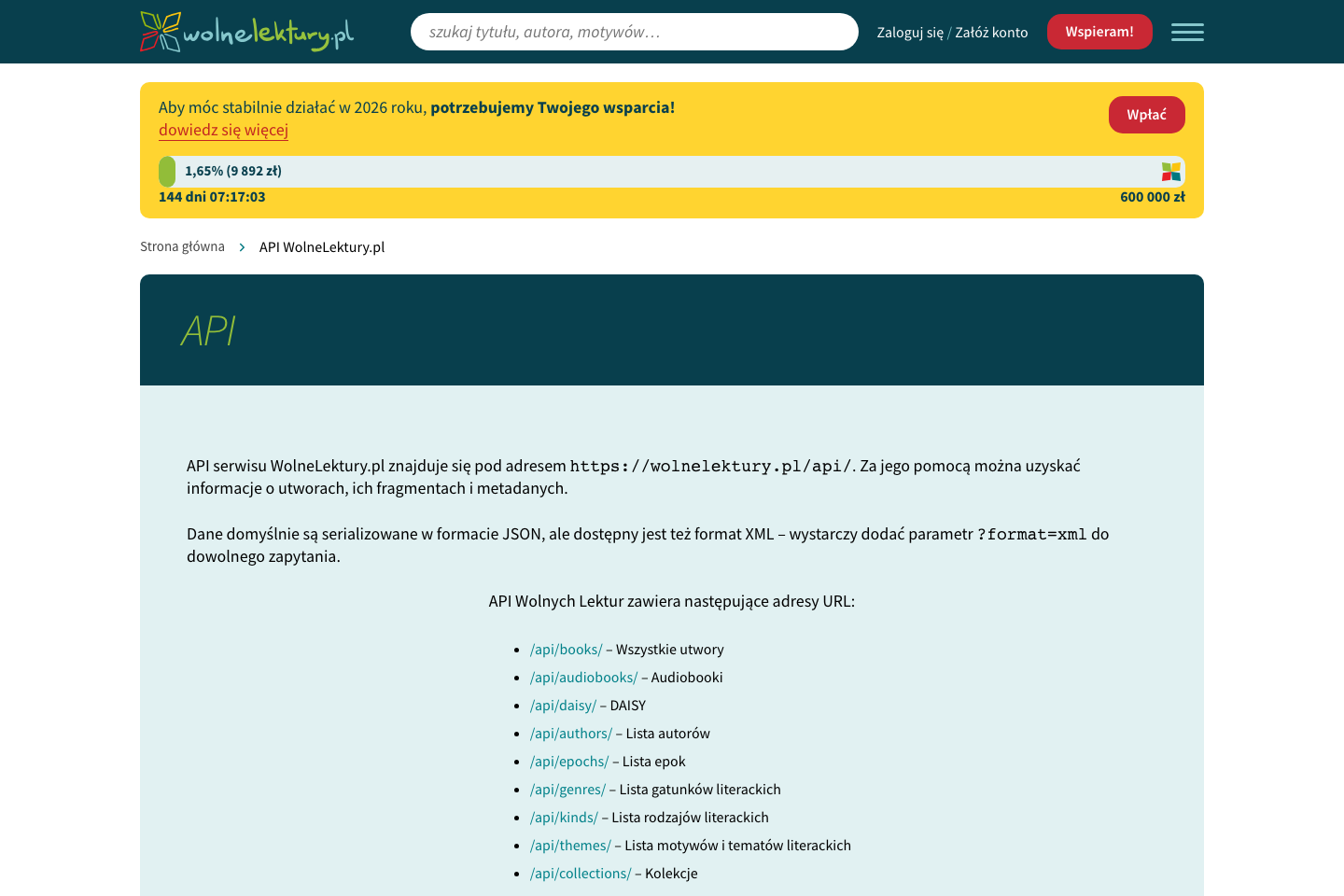 Wolne Lektury documentation page