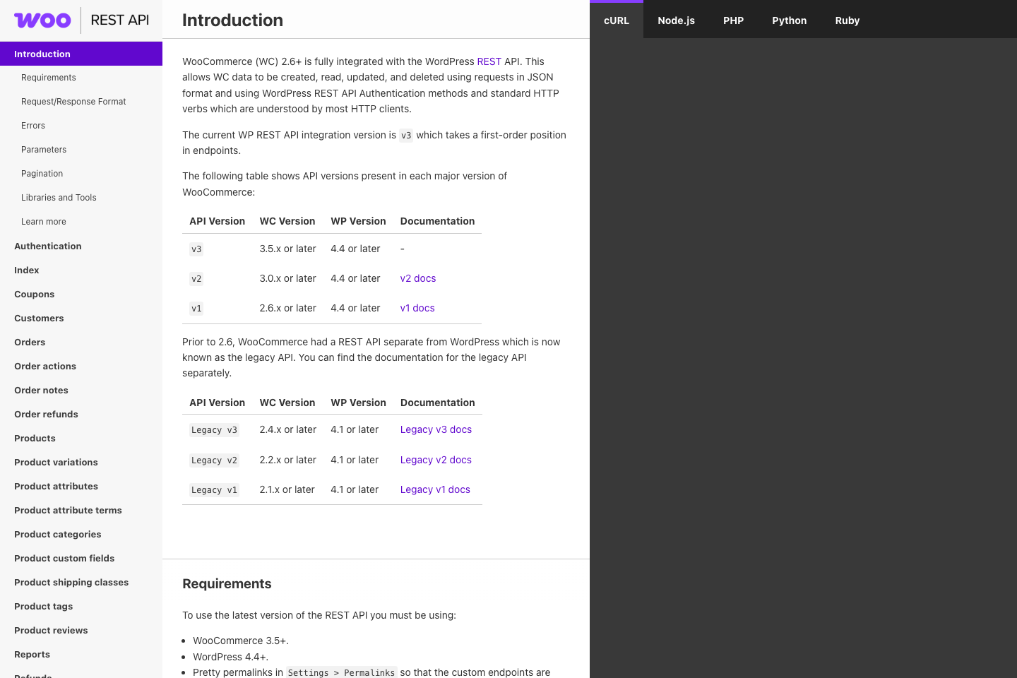 WooCommerce documentation page