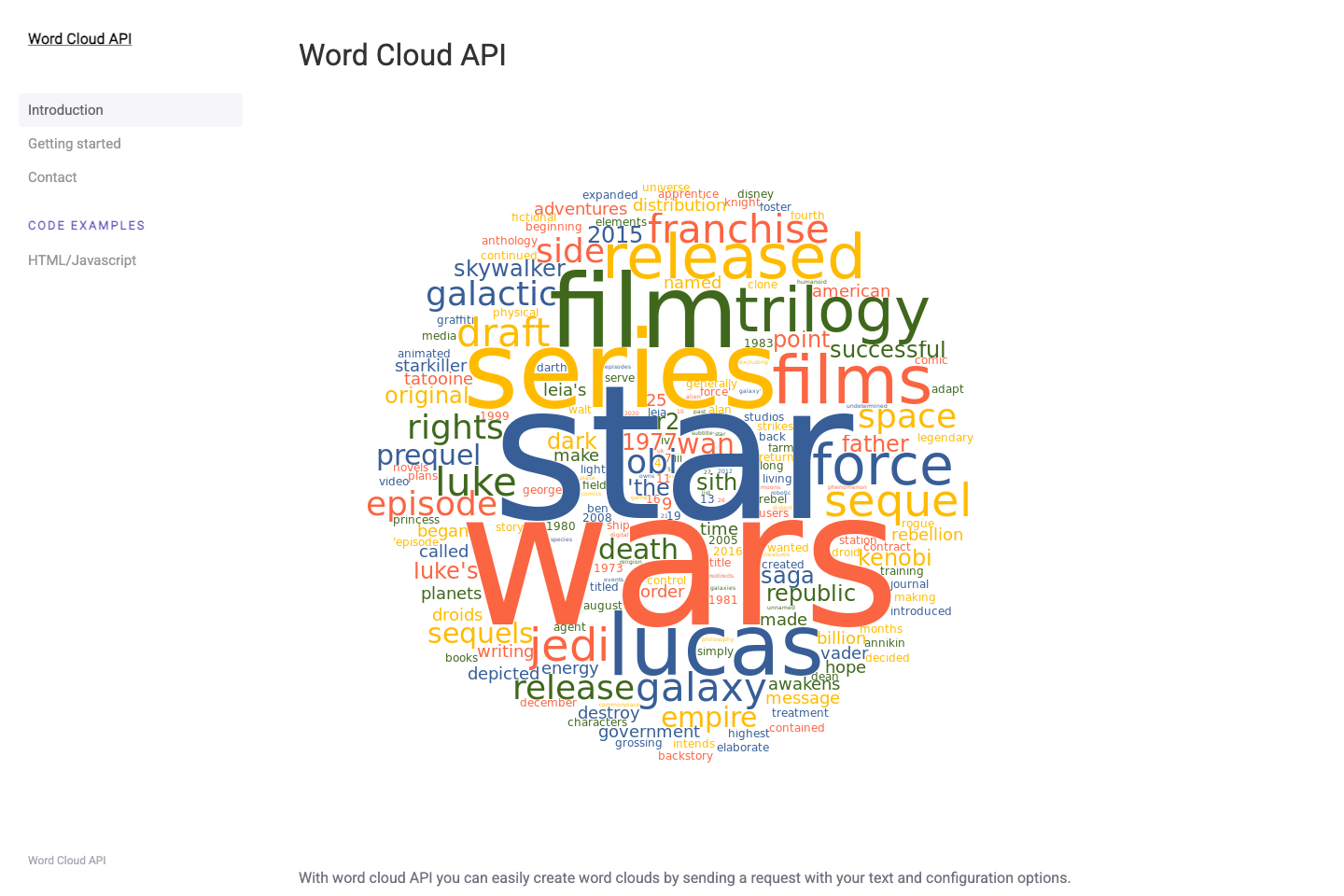 Word Cloud documentation page
