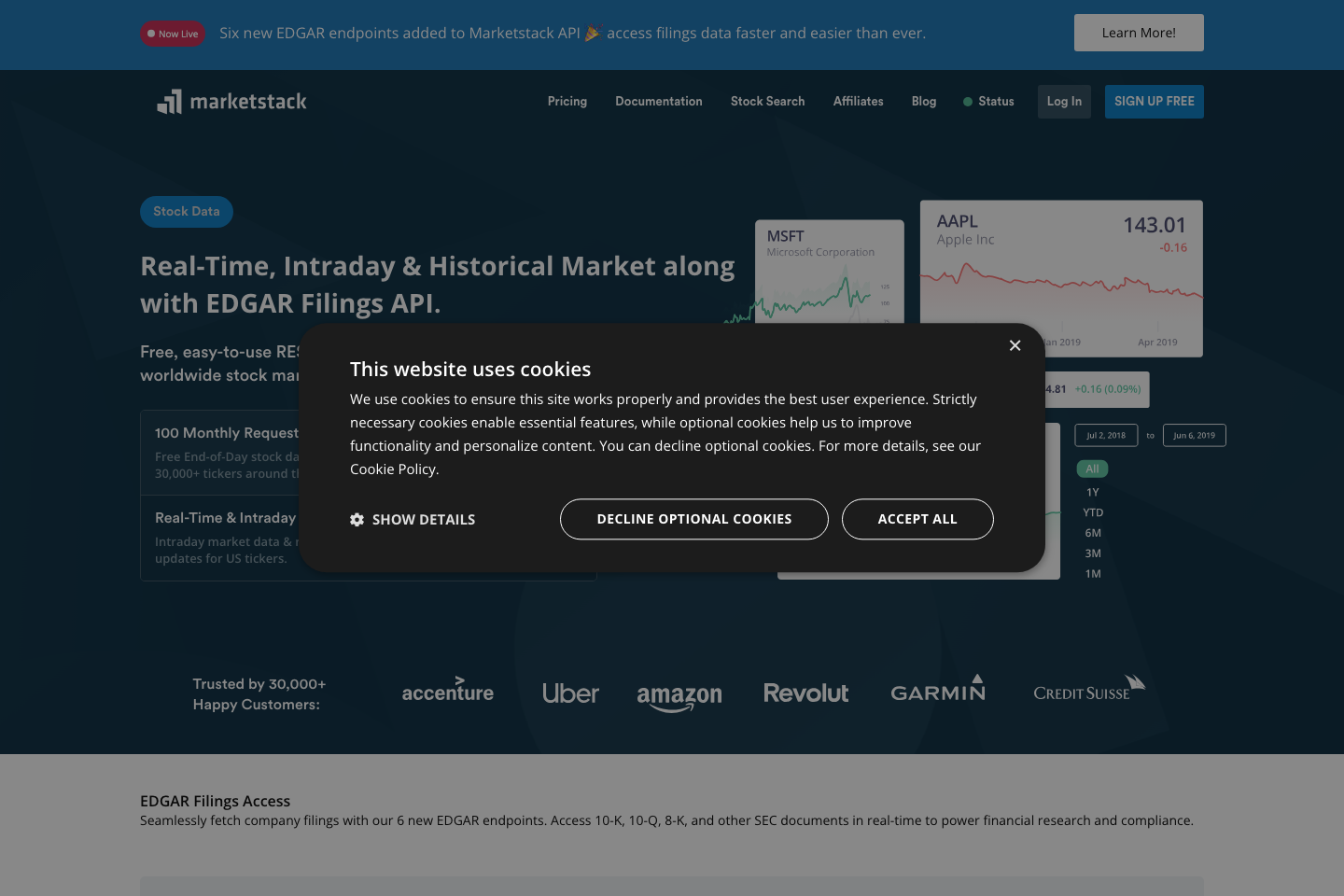 World Trading Data documentation page