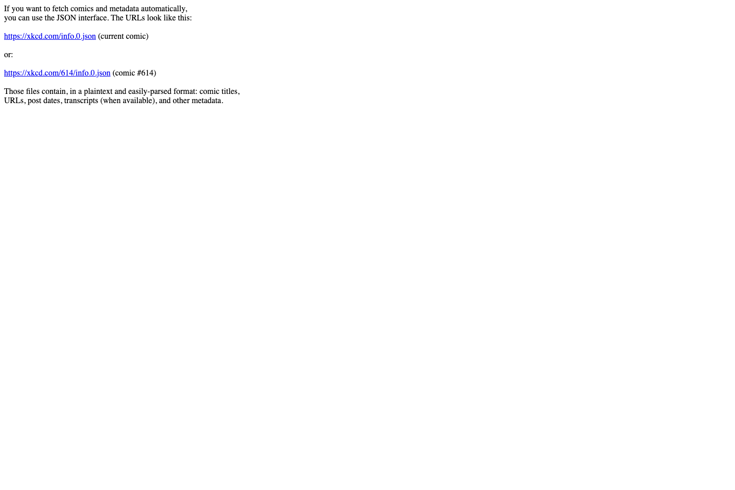xkcd documentation page