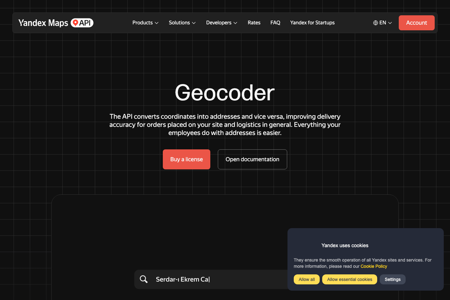 Yandex.Maps Geocoder documentation page
