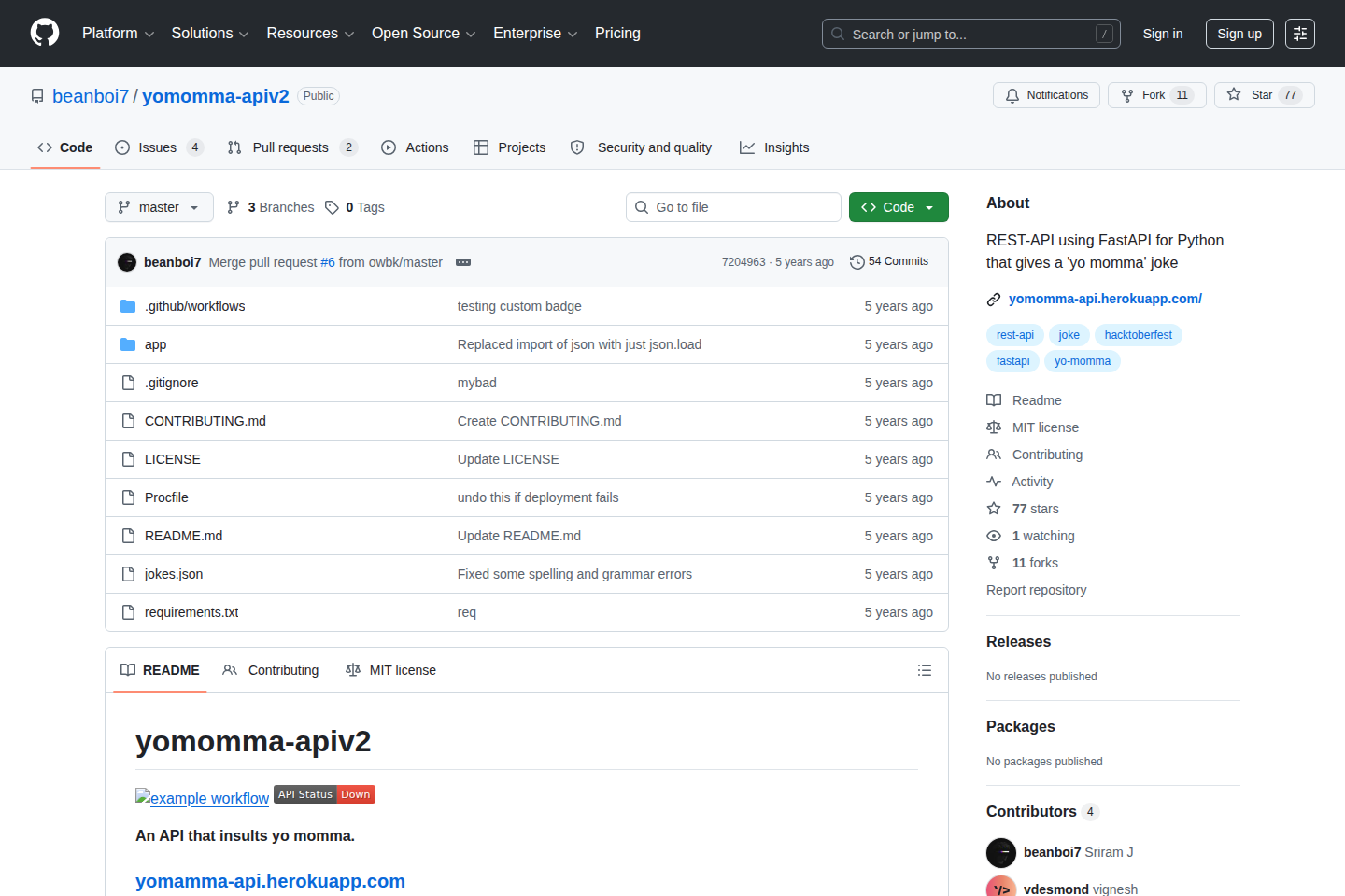 Yo Momma Jokes documentation page