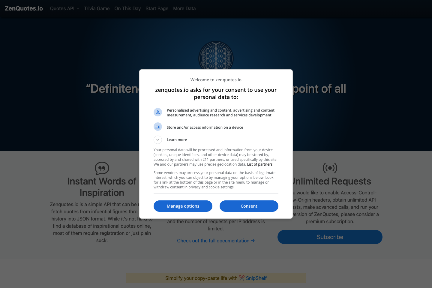 Zen Quotes documentation page