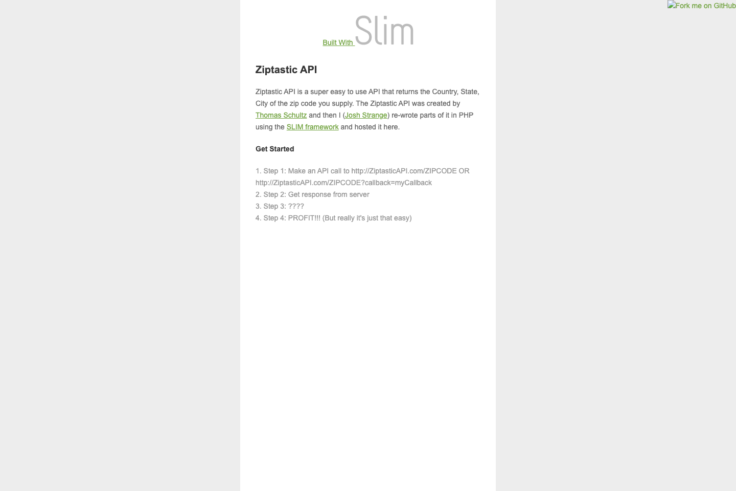 Ziptastic documentation page